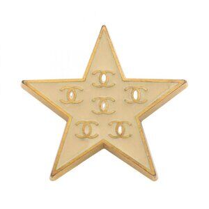 Chanel Brooch CC Logo Star Gold Yellow
